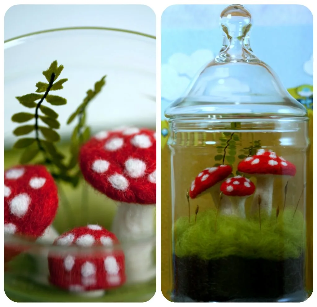 A needle felted animal decoration