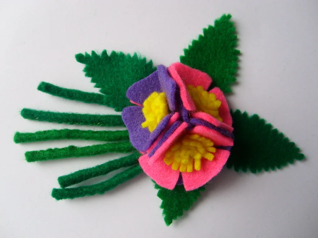 Flowers cut and assembled from sheet felt