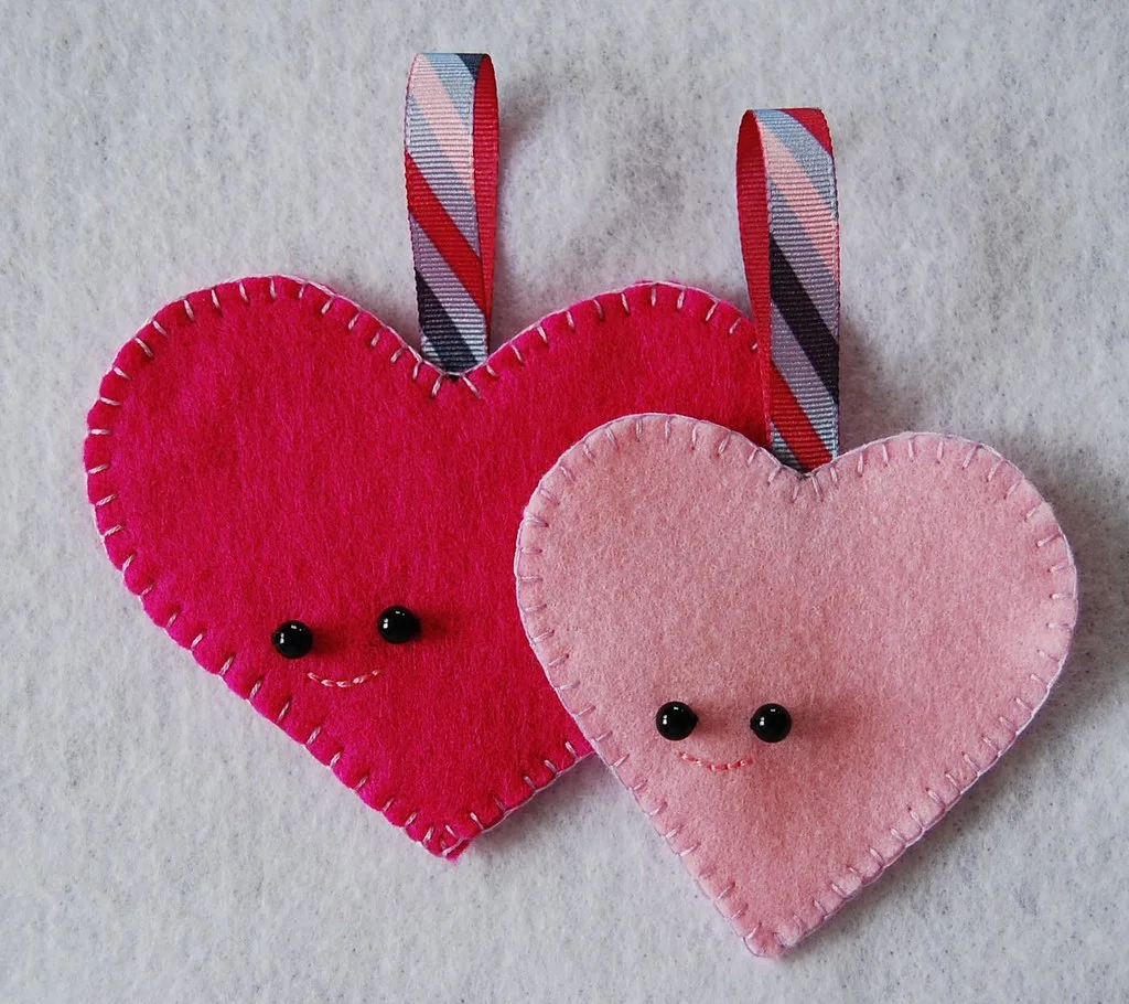 Felt heart ornaments
