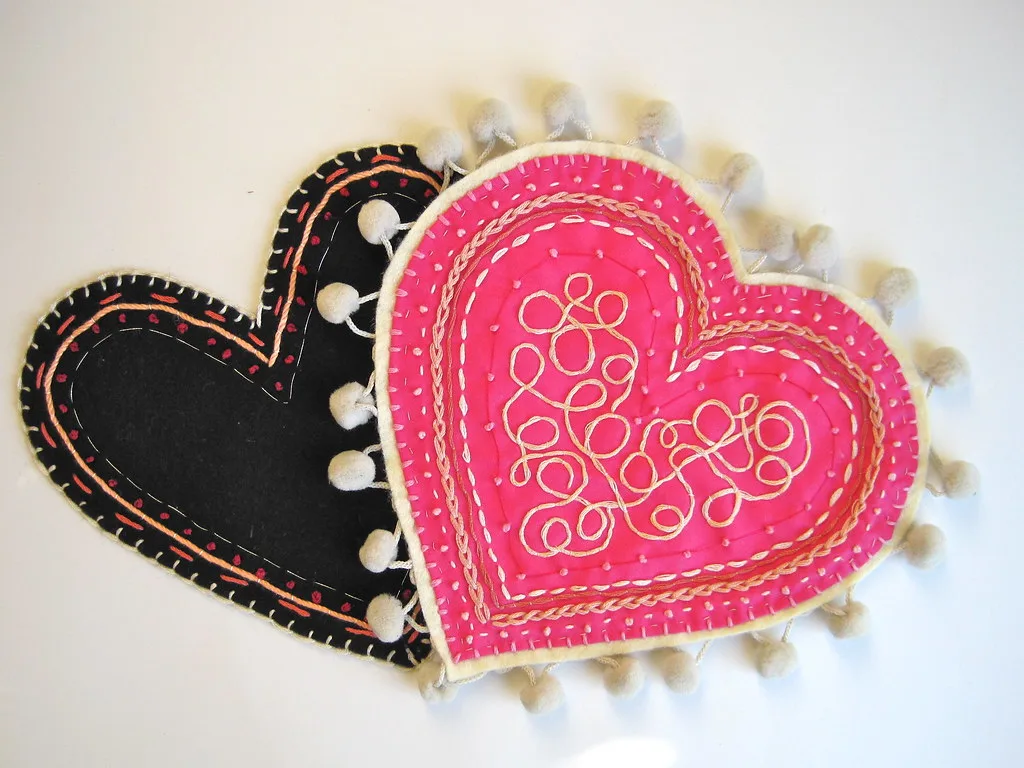 Stitched felt hearts
