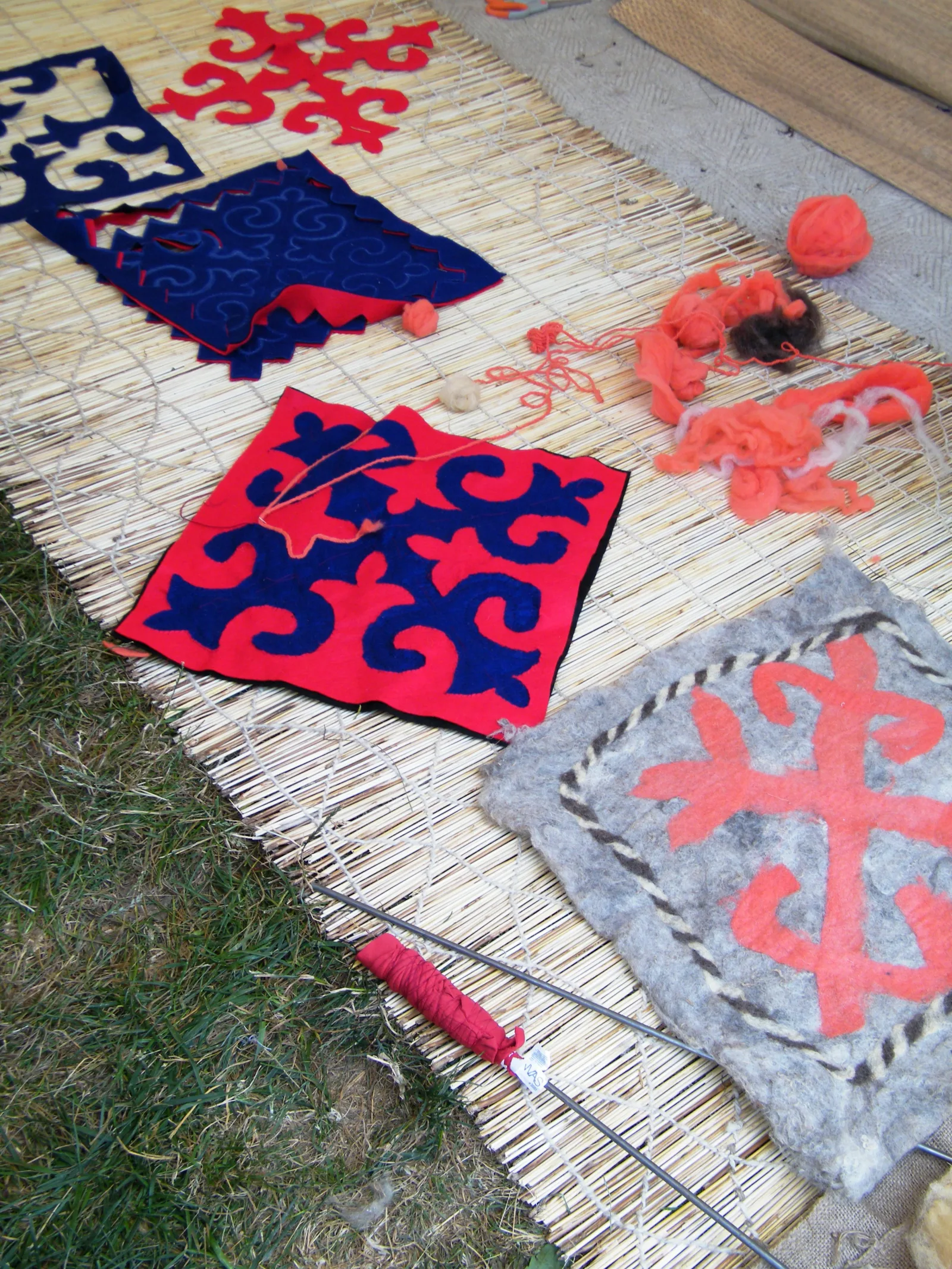Traditional handmade felt rugs in patterned wool