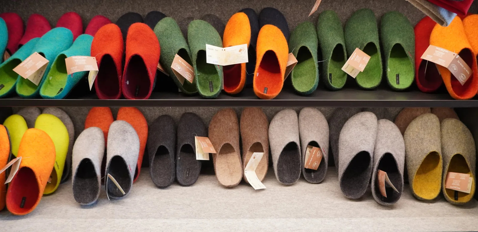 A pair of felted wool slippers