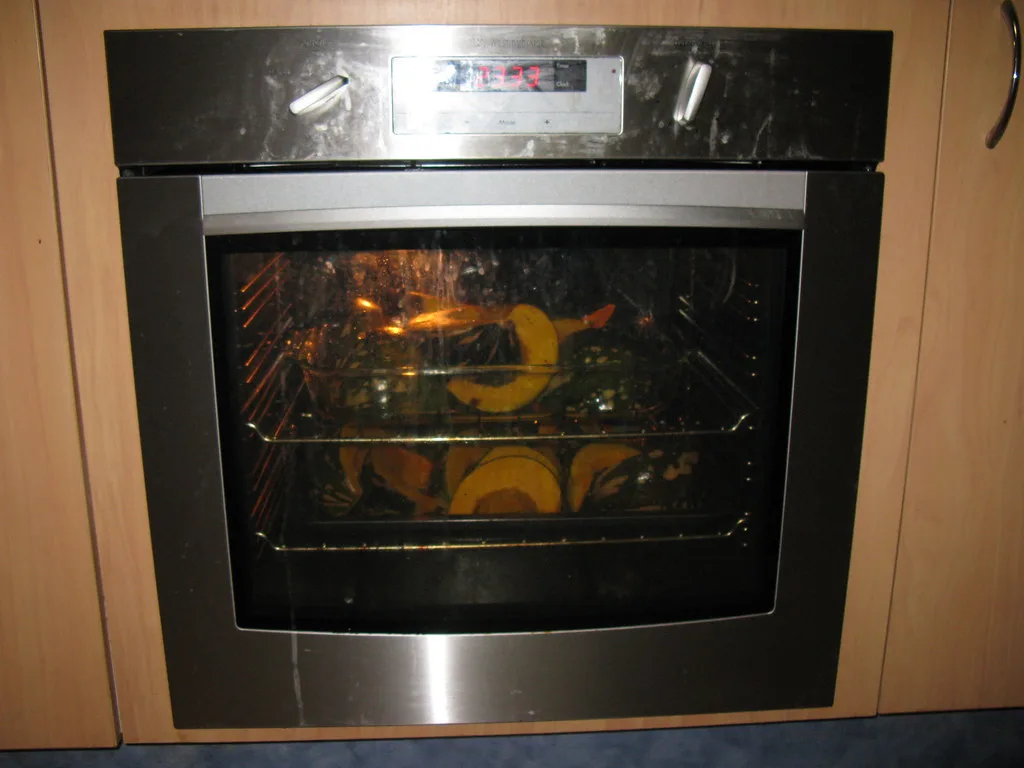 Fresh pumpkin roasting in the oven