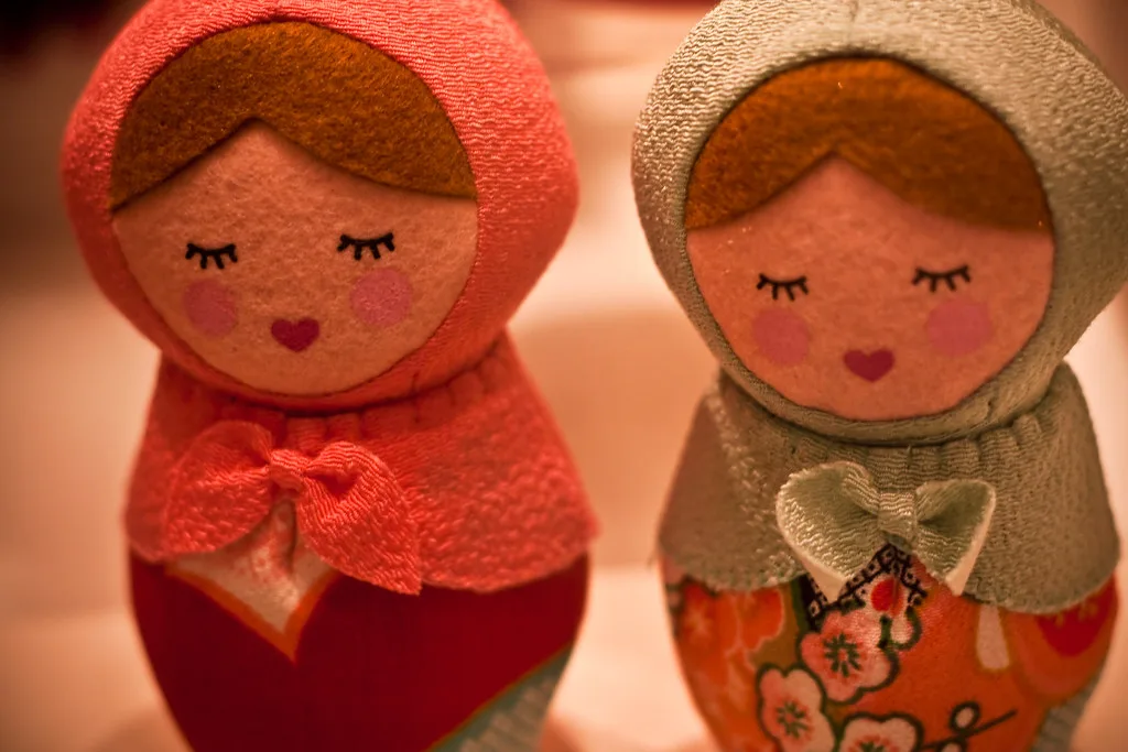 Small handmade felt dolls