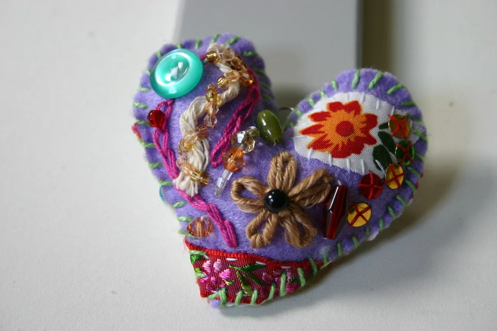 Beads stitched onto a piece of felt
