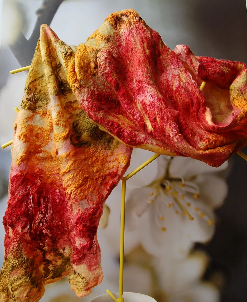 A finished hand-felted wool scarf