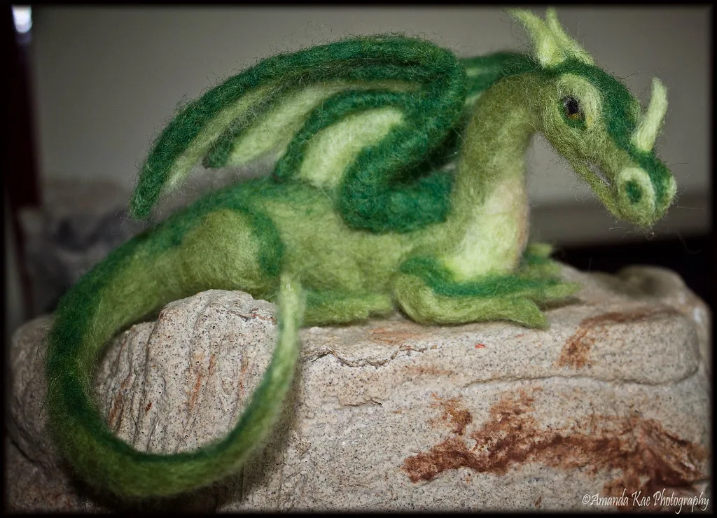 A detailed needle felted figure showing shaped features