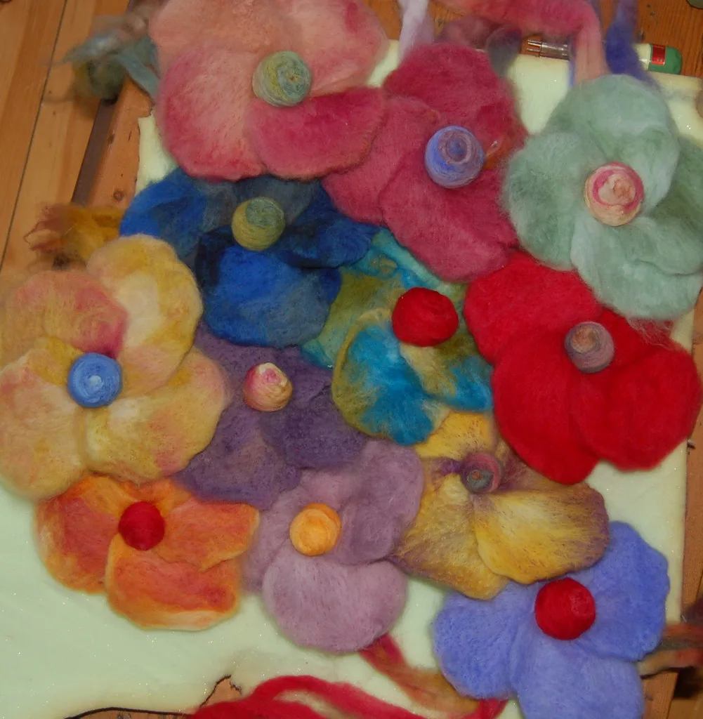 Flat felt flower shapes, the kind cut from prefelt sheets