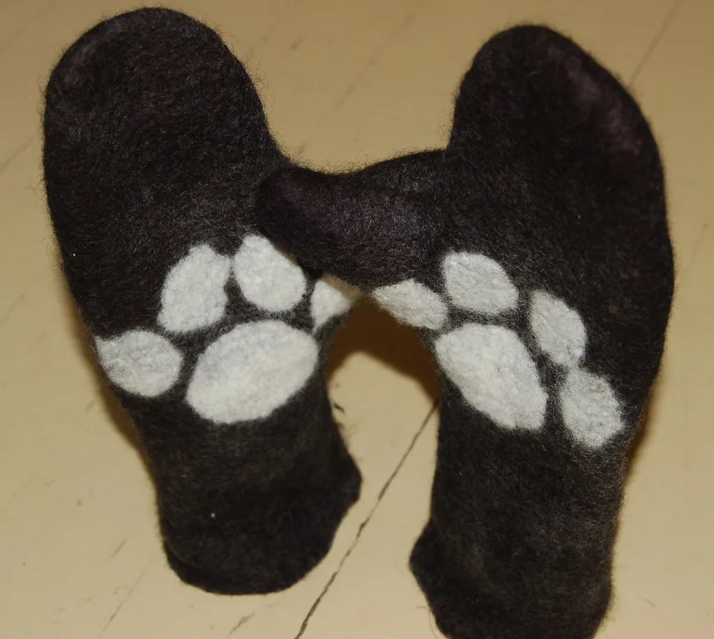 Mittens made from felted wool