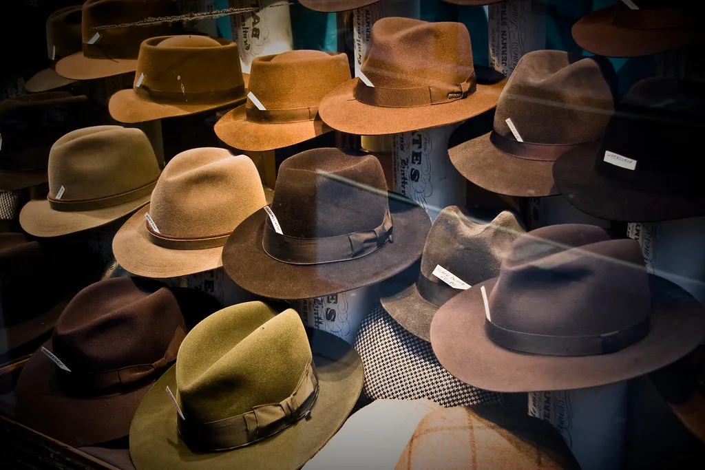 Felt hats in several different shapes together