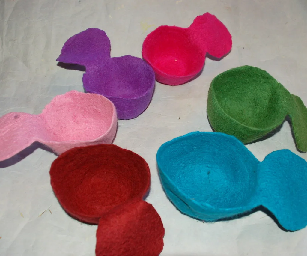 Hand felted wool bowls nested together