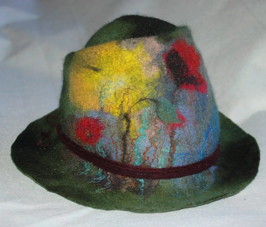 A hand felted wool hat