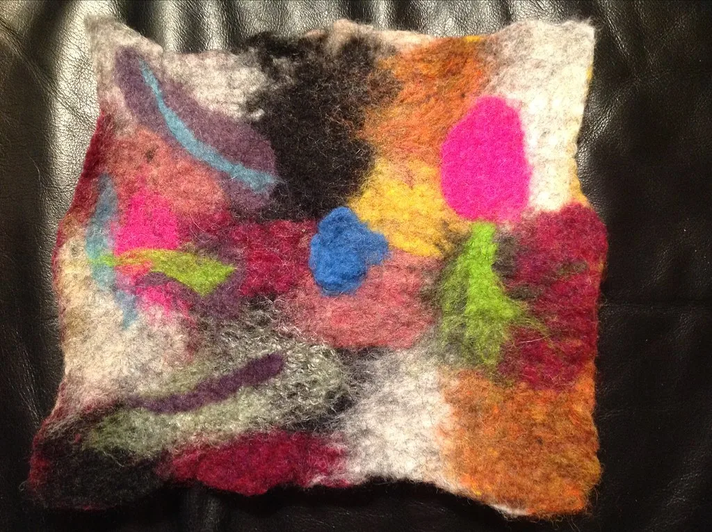 A picture painted in wool at a felting workshop