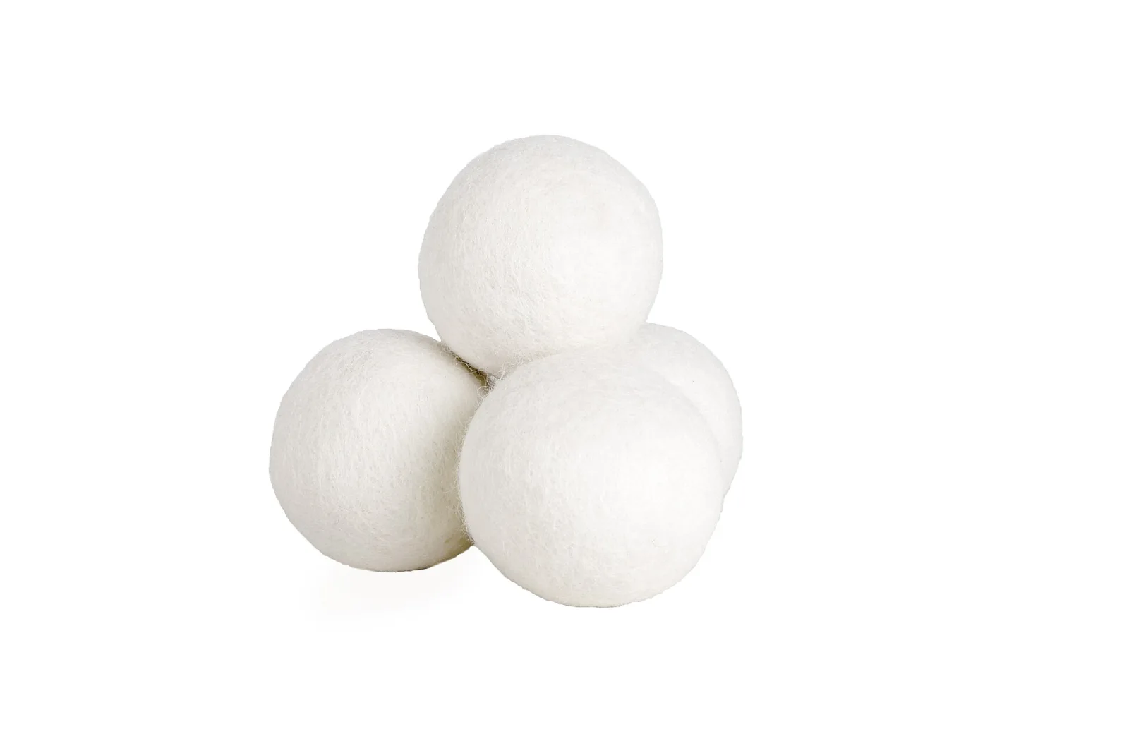 White felted wool dryer balls
