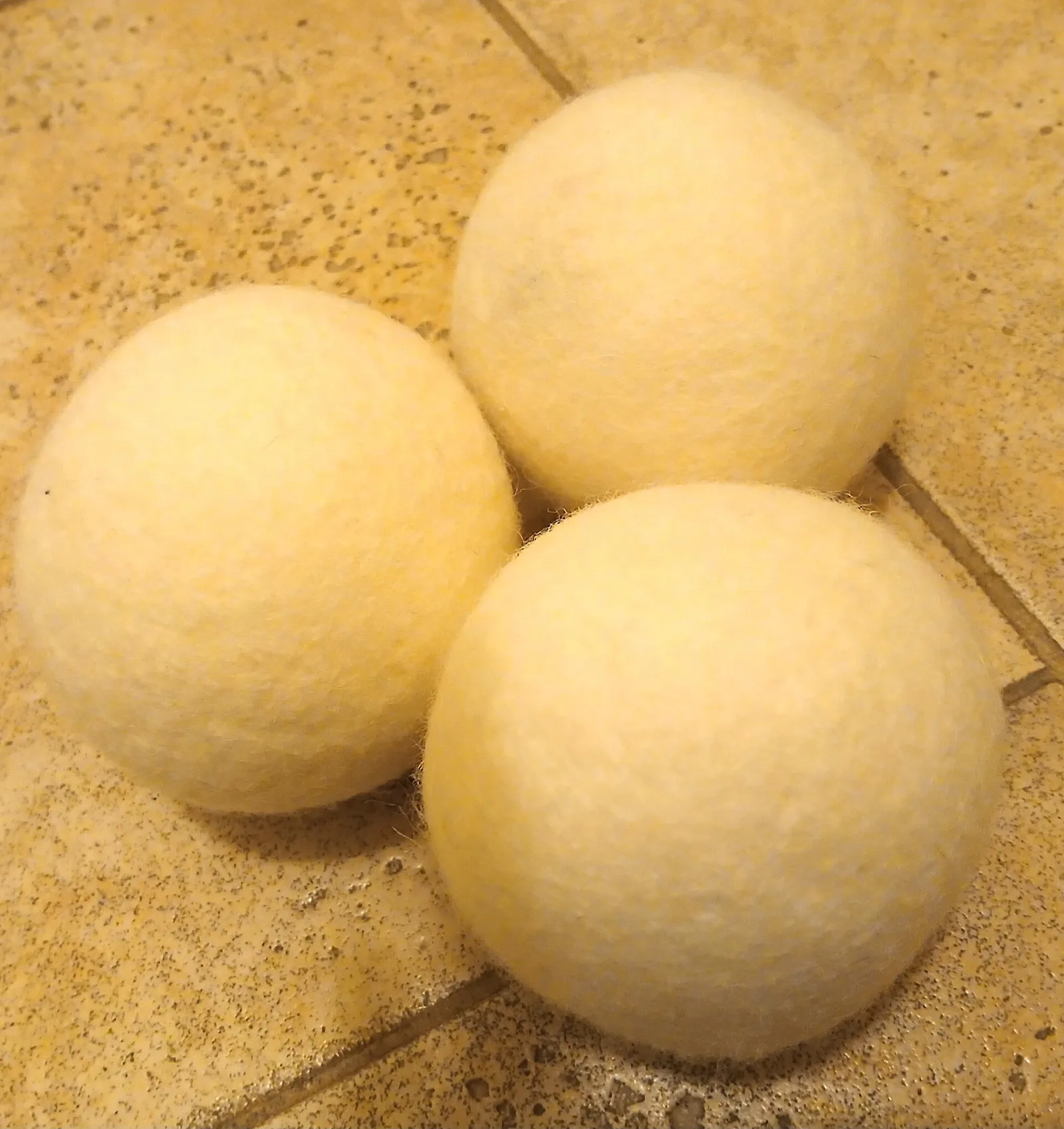 Dryer balls ready to go into a tumble dryer