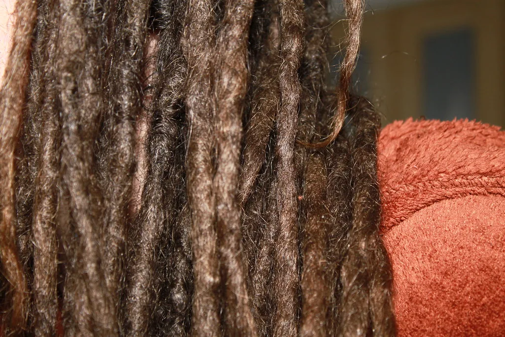 Dreadlocks close up, showing the locked fibre texture